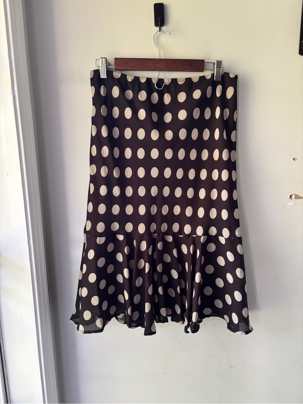 Signature Robbie Brown Polka Dot Flounce Skirt 12 XL